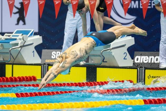 4x100m Lagen Mixed, Lauf 1 Jonas Windrich (SGS Hannover) GER, 135. Deutsche Meisterschaften Schwimmen, Schwimmen, 25.04.2024 GER, 135. Deutsche Meisterschaften Schwimmen, Schwimmen, 25.04.2024 Berlin *** 4x100m medley mixed, heat 1 Jonas Windrich SGS Hannover GER, 135 German Swimming Championships, Swimming, 25 04 2024 GER, 135 German Swimming Championships, Swimming, 25 04 2024 Berlin Copyright: xEibner-Pressefoto JadrankoxMarjax EP_JMC