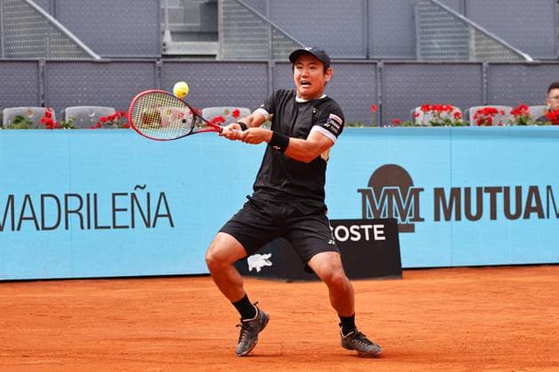 Yoshihito Nishioka (JPN), APRIL 25, 2024 - Tennis : Yoshihito Nishioka during singles round of 128 match against Felix Auger-Aliassime on the ATP, Tennis Herren tour Masters 1000 Mutua Madrid Open tennis tournament at the Caja Magica in Madrid, Spain. Noxthirdxpartyxsales  (251270525)