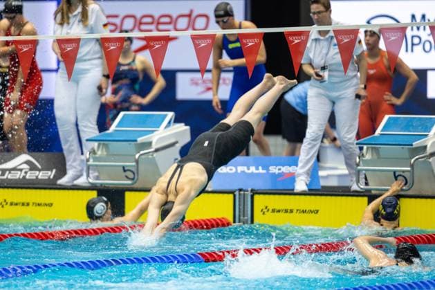 4x100m Freistil Frauen GER, 135. Deutsche Meisterschaften Schwimmen, Schwimmen, 25.04.2024 GER, 135. Deutsche Meisterschaften Schwimmen, Schwimmen, 25.04.2024 Berlin *** 4x100m freestyle women GER, 135 German Swimming Championships, Swimming, 25 04 2024 GER, 135 German Swimming Championships, Swimming, 25 04 2024 Berlin Copyright: xEibner-Pressefoto JadrankoxMarjax EP_JMC