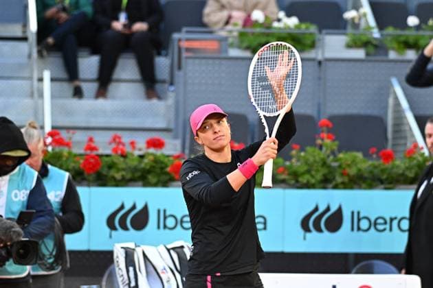 Mutua Madrid Open Iga Swiatek (POL) during her first round match at the Mutua Madrid Open in Madrid , Spain, on April, 25, 2024. Photo by Corinne Dubreuil ABACAPRESS.COM Madrid Spain  Copyright: xDubreuilxCorinne ABACAx