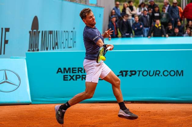 Mutua Madrid Open 2024: Casper Ruud Vs Jannik Sinner in Spain - 26 Apr 2024 Casper Ruud of Norway practice against Jannik Sinner of Italy on Day Five of the Mutua Madrid Open 2024 tournament at La Caja Magica. Usera Spain Copyright: xMiguelxReisx xSOPAxImagesx Mutua Madrid Open MR -3638