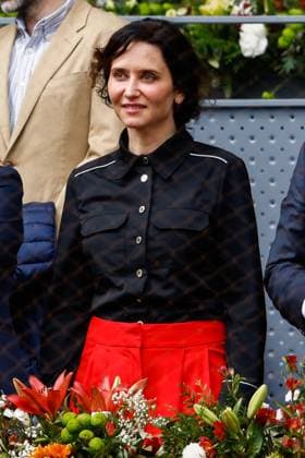 April 26, 2024, Madrid, Madrid, SPAIN: Isabel Diaz Ayuso, President of the Community of Madrid looks on during the match between Carlos Alcaraz of Spain and Alexander Shevchenko of Kazakhstan during the Mutua Madrid Open 2024, ATP, Tennis Herren Masters 1000 and WTA, Tennis Damen 1000, tournament celebrated at Caja Magica on April 26, 2024 in Madrid, Spain. Madrid SPAIN - ZUMAa181 20240426_zaa_a181_021 Copyright: xIrinaxR.xHipolitox