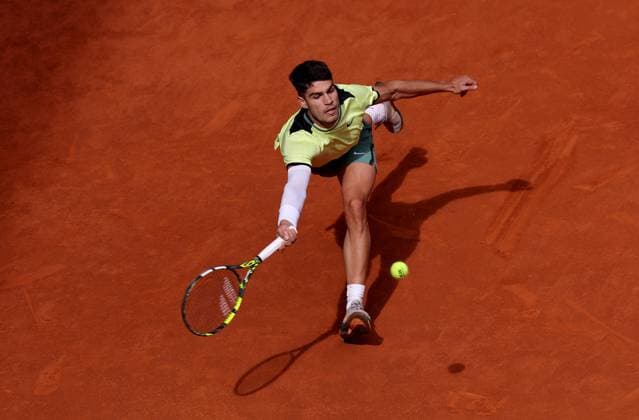 Carlos Alcaraz of Spain in action Mutua Madrid Open, Day 5, Tennis, La Caja Magica, Madrid, Spain - 26 Apr 2024  Copyright: xEllaxLing Shutterstockx 14447600ad