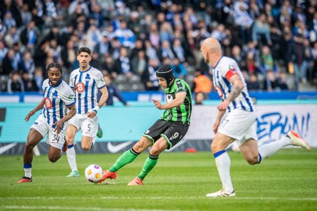 2. Fußball Bundesliga, Hertha BSC vs Hannover 96; Berlin, 26.04.2024 Nicolo Tresoldi (Hannover 96, 9) 2. Fußball Bundesliga, Hertha BSC vs Hannover 96, Olympiastadion, Berlin, 26.04.2024 DFL REGULATIONS PROHIBIT ANY USE OF PHOTOGRAPHS AS IMAGE SEQUENCES AND OR QUASI-VIDEO.