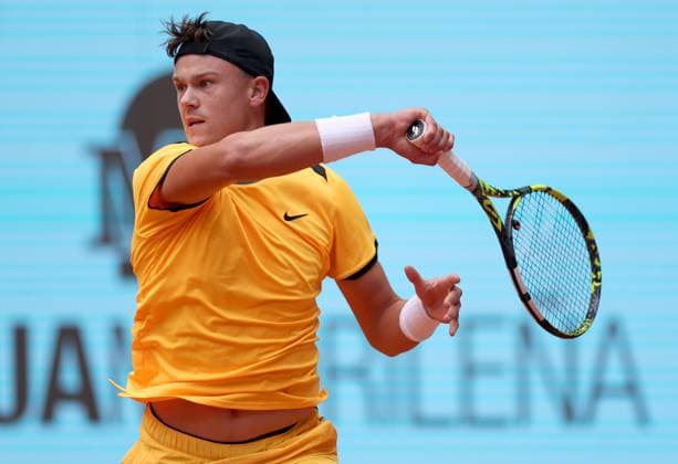 Holger Rune of Denmark in action Mutua Madrid Open, Day 5, Tennis, La Caja Magica, Madrid, Spain - 26 Apr 2024  Copyright: xEllaxLing Shutterstockx 14447600bv
