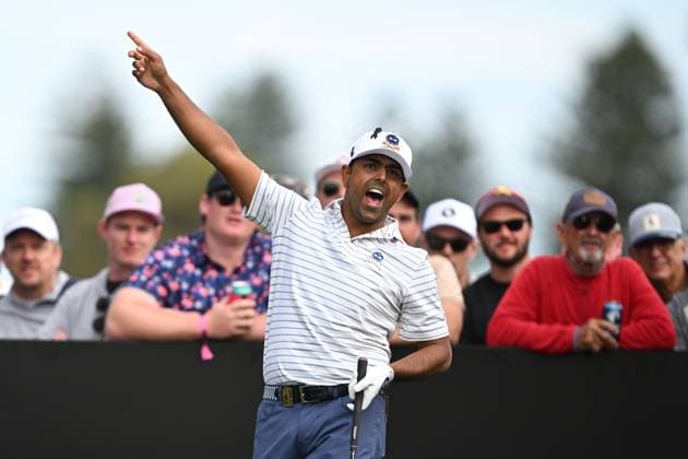 LIV GOLF ADELAIDE, Anirban Lahiri of the Crushers calls for a four after teeing off on day 2 of LIV Golf Adelaide at the Grange Golf Club in Adelaide, Saturday, April 27, 2024. ( NO ARCHIVING, EDITORIAL USE ONLY, NO USE IN BOOKS WITHOUT CONSENT ADELAIDE SOUTH AUSTRALIA AUSTRALIA  Copyright: xMICHAELxERREYx 20240427178315106020