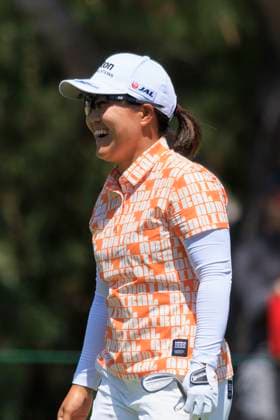 April 27, 2024, Los Angeles, California, USA: Nasa Hataoka celebrates after putting the ball on hole 15th for an eagle during Round 3 of the JM Eagle LA Championship presented by Plastpro on Saturday April 27, 2024 at the Wilshire Country Club in Los Angeles, California. JAVIER ROJAS PI Los Angeles U.S - ZUMAp124 20240427_zaa_p124_001 Copyright: xJavierxRojasx