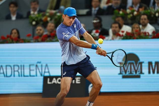 Alex De Minaur (AUS), APRIL 27, 2024 - Tennis : Alex De Minaur during singles round of 64 match against Rafael Nadal on the ATP, Tennis Herren tour Masters 1000 Mutua Madrid Open tennis tournament at the Caja Magica in Madrid, Spain. Noxthirdxpartyxsales  (251465039)