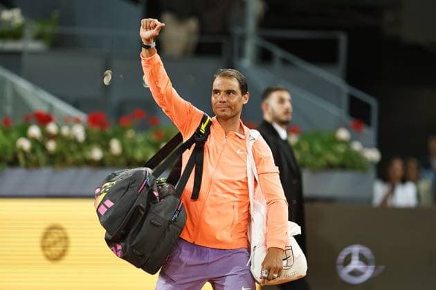 Rafael Nadal (ESP), APRIL 27, 2024 - Tennis : Rafael Nadal celebrate after winning singles round of 64 match against Alex De Minaur on the ATP, Tennis Herren tour Masters 1000 Mutua Madrid Open tennis tournament at the Caja Magica in Madrid, Spain. Noxthirdxpartyxsales  (251465852)