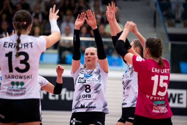 2. Bundesliga Frauen Pro: Schwarz-Weiss Erfurt vs. Stralsunder Wildcats; 27.04.2024 Sina Stöckmann ( 8; Schwarz-Weiss Erfurt) 2. Bundesliga Frauen Pro: Schwarz-Weiss Erfurt vs. Stralsunder Wildcats; Riethsporthalle Erfurt; 27.04.2024 Copyright: xBEAUTIFULxSPORTS Duehringx