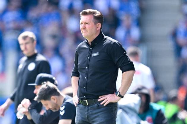 2. Bundesliga - 1. FC Magdeburg - VfL Osnabrück am 28.04.2024 in der MDCC-Arena in Magdeburg Trainer Christian Titz (FC Magdeburg) unzufrieden, enttäuscht, enttaeuscht, niedergeschlagen.