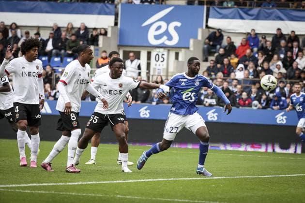 IBRAHIMA SISSOKO 27 (RCS) FOOTBALL : Ligue 1 RC Strasbourg vs Niza - 28 04 2024 (Strasbourg - France) ElyxandroCegarra Panoramic 