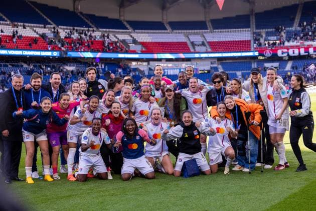 Paris, France Players of Olympique Lyonnais in action during the UEFA Womens Champions League semi-final game between Paris Saint-Germain and Olympique Lyonnais at Parc des Princes in Paris, France. (Pauline FIGUET SPP) Copyright: xPaulinexFIGUETx xSPPx spp-en-PaFiSp-PF_PSGvOL814