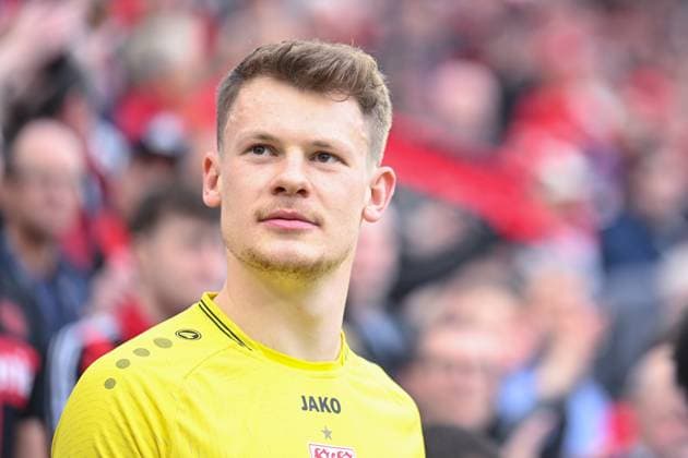 27.04.2024, Fussball, Bundesliga, 31. Spieltag Saison 2023 2024, Bayer Leverkusen - VfB Stuttgart, Torwart Alexander Nübel (VfB Stuttgart) xRHR-FOTO TKx Copyright: RHR-FOTOx RHR-FOTO TK