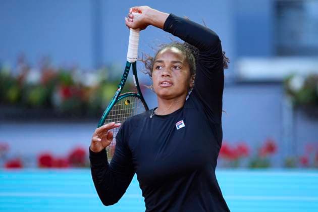 Mutua Madrid Open - Day Seven Robin Montgomery of United States returns a shot against Aryna Sabalenka during day seven of the Mutua Madrid Open 2024 at Caja Magica on April 28, 2024, in Madrid, Spain. Madrid Caja Magica Madrid Spain RL_MMO24_00635 Copyright: xRicardoxLarreinax