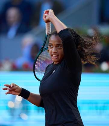 Mutua Madrid Open - Day Seven Robin Montgomery of United States returns a shot against Aryna Sabalenka during day seven of the Mutua Madrid Open 2024 at Caja Magica on April 28, 2024, in Madrid, Spain. Madrid Caja Magica Madrid Spain RL_MMO24_00659 Copyright: xRicardoxLarreinax