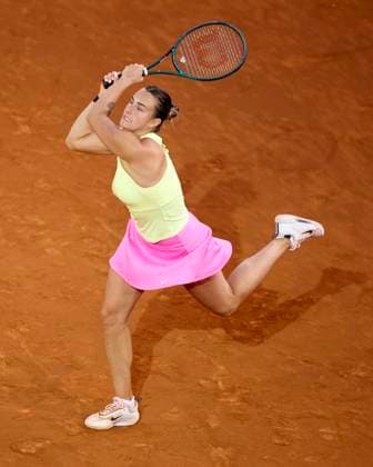 Mutua Madrid Open - Day Seven Aryna Sabalenka returns a shot against Robin Montgomery of United States during day seven of the Mutua Madrid Open 2024 at Caja Magica on April 28, 2024, in Madrid, Spain. Madrid Caja Magica Madrid Spain RL_MMO24_00693 Copyright: xRicardoxLarreinax