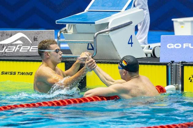 50m Freistil Maenner A-Finale Artem Selin (SC Wiesbaden 1911), Josha Salchow (SV Nikar Heidelberg) 135. Deutsche Meisterschaften Schwimmen 2024, Berlin, Tag 4, 28.04.2024 135. Deutsche Meisterschaften Schwimmen 2024, Berlin, Tag 4, 28.04.2024 Berlin *** 50m Freestyle Men A Final Artem Selin SC Wiesbaden 1911 , Josha Salchow SV Nikar Heidelberg 135 German Swimming Championships 2024, Berlin, Day 4, 28 04 2024 135 German Swimming Championships 2024, Berlin, Day 4, 28 04 2024 Berlin Copyright: xEibner-Pressefoto JadrankoxMarjax EP_JMC