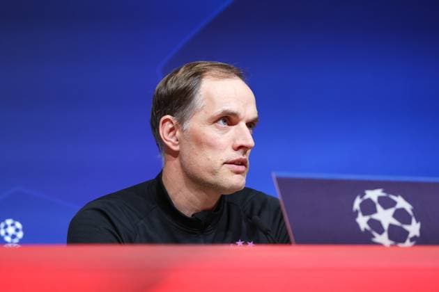 Thomas Tuchel (FC Bayern Muenchen, Cheftrainer) bei der Pressekonferenz, Internationale Pressekonferenz, FC Bayern Muenchen, Fussball, UEFA Champions League, Halbfinale Hinspiel, Saison 23 24, 29.04.2024, Internationale Pressekonferenz, FC Bayern Muenchen, Fussball, UEFA Champions League, Halbfinale Hinspiel, Saison 23 24, 29.04.2024 Muenchen Copyright: xEibner-Pressefoto JennixMaulx EP_JML