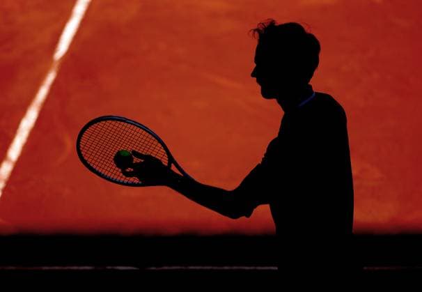 Silhouette of Daniil Medvedev of Russia in action Mutua Madrid Open, Day 8, Tennis, La Caja Magica, Madrid, Spain - 29 Apr 2024  Copyright: xEllaxLing Shutterstockx 14447604at