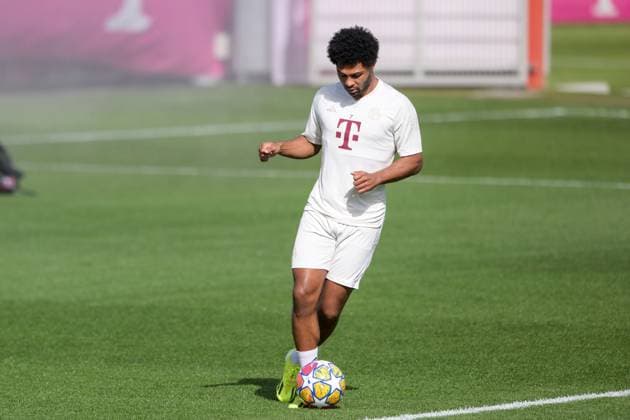 Fußball, Championsleague, 20240429, Abschlusstraining, FC Bayern München - Real Madrid. Im Bild Serge GNABRY (FC Bayern München, 7) Dribbling Ball. München Trainingsgelände Säbener Str. 51 Bayern Deutschland Copyright: Passion2Press MarkusxFischerx
