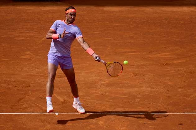 Mutua Madrid Open - Day Eight Rafael Nadal of Spain returns a shot against Pedro Cachin of Argentina during day eight of the Mutua Madrid Open 2024 at Caja Magica on April 29, 2024, in Madrid, Spain. Madrid Caja Magica Madrid Spain RL_MMO24_00854 Copyright: xRicardoxLarreinax