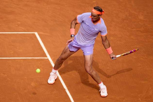 Mutua Madrid Open - Day Eight Rafael Nadal of Spain returns a shot against Pedro Cachin of Argentina during day eight of the Mutua Madrid Open 2024 at Caja Magica on April 29, 2024, in Madrid, Spain. Madrid Caja Magica Madrid Spain RL_MMO24_00906 Copyright: xRicardoxLarreinax