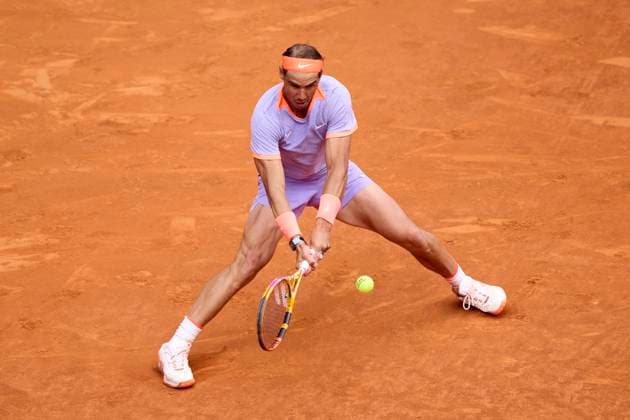 Mutua Madrid Open - Day Eight Rafael Nadal of Spain returns a shot against Pedro Cachin of Argentina during day eight of the Mutua Madrid Open 2024 at Caja Magica on April 29, 2024, in Madrid, Spain. Madrid Caja Magica Madrid Spain RL_MMO24_00918 Copyright: xRicardoxLarreinax