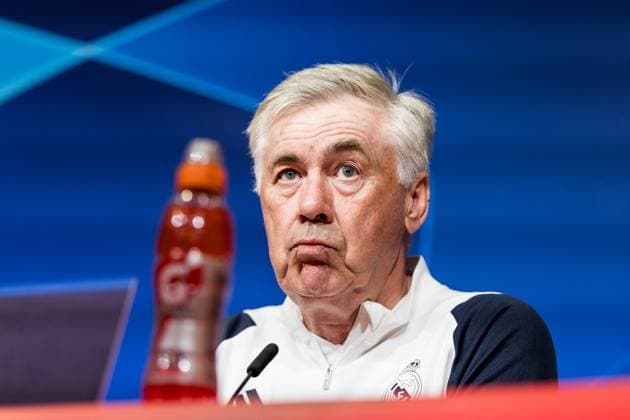 UEFA Champions League: FC Bayern München - Real Madrid; Pressekonferenz Real Madrid; 29.04.2024 Carlo Ancelotti (Trainer Real Madrid) UEFA Champions League: FC Bayern München - Real Madrid; Pressekonferenz Real Madrid, München, Allianz Arena Copyright: xBEAUTIFULxSPORTS Wunderlx