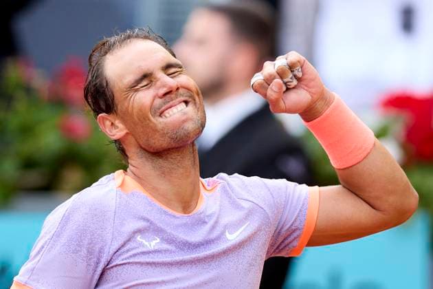 Mutua Madrid Open - Day Eight Rafael Nadal of Spain celebrates after winning the match against Pedro Cachin of Argentina during day eight of the Mutua Madrid Open 2024 at Caja Magica on April 29, 2024, in Madrid, Spain. Madrid Caja Magica Madrid Spain RL_MMO24_00946 Copyright: xRicardoxLarreinax