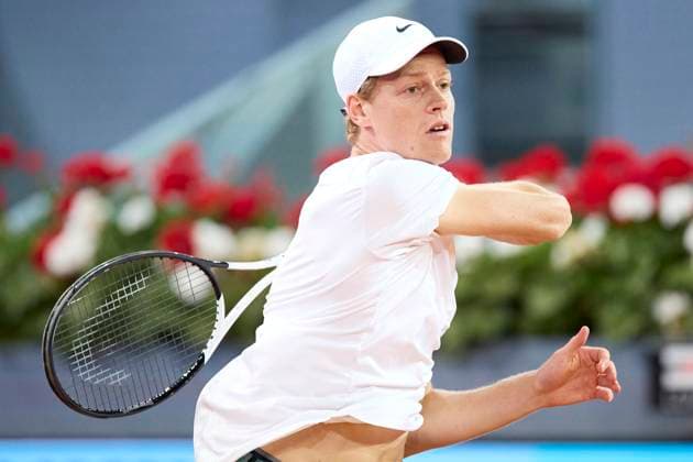 Mutua Madrid Open - Day Eight Jannik Sinner of Italy returns a shot against Pavel Kotov during day eight of the Mutua Madrid Open 2024 at Caja Magica on April 29, 2024, in Madrid, Spain. Madrid Caja Magica Madrid Spain RL_MMO24_00968 Copyright: xRicardoxLarreinax
