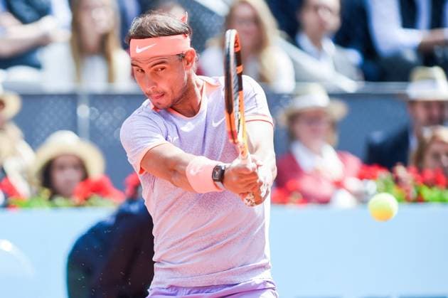 April 29, 2024, Madrid, Spain: Rafael Nadal of Spain plays against Pedro Cachin of Argentina during the Mutua Madrid Open 2024 tournament at La Caja Magica. .Final score; Rafael Nadal 2:1 Pedro Cachin. Madrid Spain - ZUMAs197 20240429_aaa_s197_195 Copyright: xGustavoxValientex