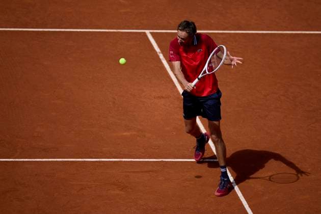 Mutua Madrid Open - Day Nine Daniil Medvedev returns a shot against Alexander Bublik of Kazahstan during day nine of the Mutua Madrid Open 2024 at Caja Magica on April 30, 2024, in Madrid, Spain. Madrid Caja Magica Madrid Spain RL_MMO24_01045 Copyright: xRicardoxLarreinax
