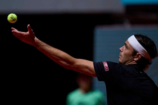 Mutua Madrid Open - Day Nine Taylos Fritz of United States serves against Hubert Hurkacz of Polonia during day nine of the Mutua Madrid Open 2024 at Caja Magica on April 30, 2024, in Madrid, Spain. Madrid Caja Magica Madrid Spain RL_MMO24_01077 Copyright: xRicardoxLarreinax