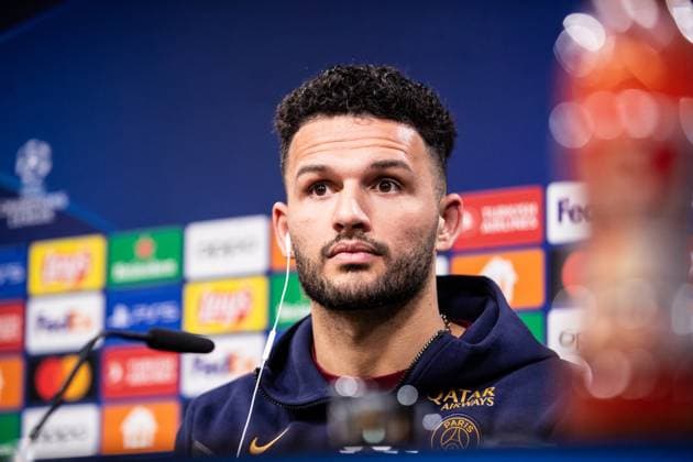 Pressekonferenz, FC Paris Saint-Germain; 30.04.2024 Goncalo Ramos (FC Paris Saint-Germain, 9) Pressekonferenz; UEFA Champions League Spiel: Borussia Dortmund - FC Paris Saint-Germain, Signal-Iduna-Park, Dortmund; 30.04.2024 Copyright: xBEAUTIFULxSPORTS Buriakovx