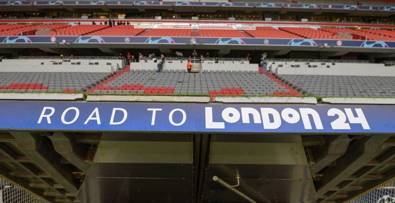 30.04.2024, xemx, Fussball UEFA Champions League, FC Bayern Muenchen - Real Madrid emspor, v.l. Road to London 24 (DFL DFB REGULATIONS PROHIBIT ANY USE OF PHOTOGRAPHS as IMAGE SEQUENCES and or QUASI-VIDEO) Muenchen