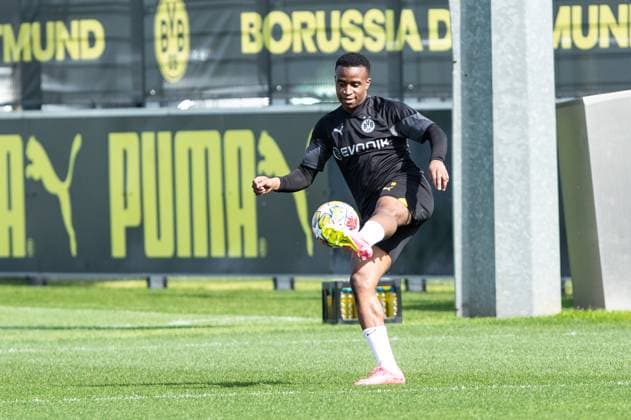 Training, Borussia Dortmund; 30.04.2024 Youssofa Moukoko (Borussia Dortmund, 18) Training; UEFA Champions League Spiel: Borussia Dortmund - FC Paris Saint-Germain, Signal-Iduna-Park, Dortmund; 30.04.2024 Copyright: xBEAUTIFULxSPORTS Buriakovx