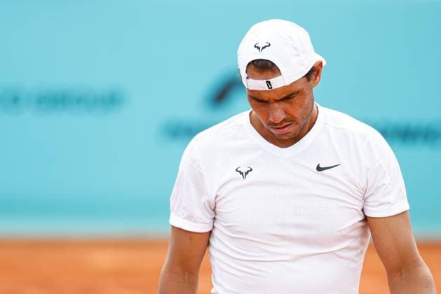 April 30, 2024, Madrid, Madrid, SPAIN: Rafael Nadal of Spain, looks on during his training during the ATP, Tennis Herren Masters 1000 and WTA, Tennis Damen 1000, tournament celebrated at Caja Magica on April 30, 2024 in Madrid, Spain. Madrid SPAIN - ZUMAa181 20240430_zaa_a181_195 Copyright: xIrinaxR.xHipolitox