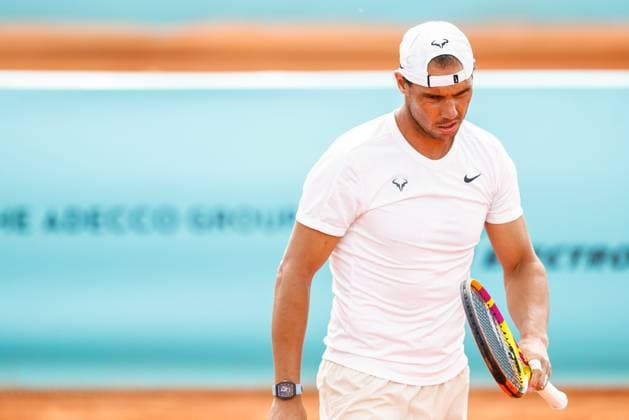 Sport Bilder des Tages April 30, 2024, Madrid, Madrid, SPAIN: Rafael Nadal of Spain, looks on during his training during the ATP, Tennis Herren Masters 1000 and WTA, Tennis Damen 1000, tournament celebrated at Caja Magica on April 30, 2024 in Madrid, Spain. Madrid SPAIN - ZUMAa181 20240430_zaa_a181_199 Copyright: xIrinaxR.xHipolitox