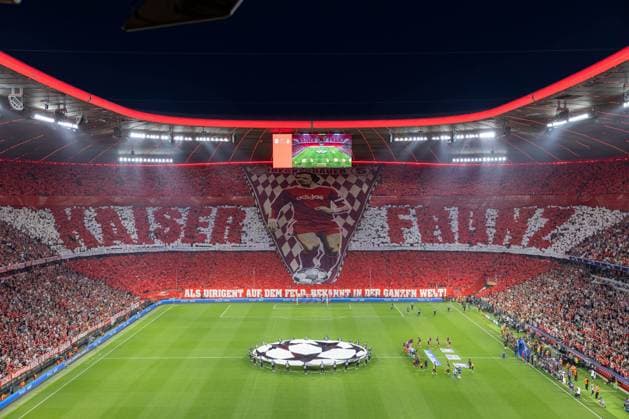 Choreografie, Franz Beckenbauer, FC Bayern Muenchen vs. Real Madrid, Champions League, Fussball, Halbfinale, Hinspiel, 30.04.2024 Muenchen Bayern Deutschland