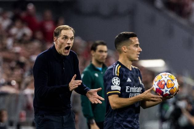 UEFA Champions League: FC Bayern München - Real Madrid; 30.04.2024 Thomas Tuchel (Trainer FC Bayern München) gestikuliert und brüllt UEFA Champions League: FC Bayern München - Real Madrid, München, Allianz Arena Copyright: xBEAUTIFULxSPORTS Wunderlx