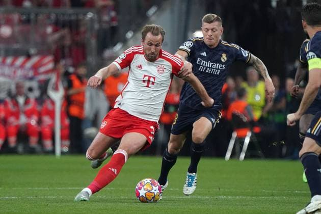 Fussball, UEFA Champions League Saison 2023 2024, Halbfinale, Semifinal, , FC Bayern München- Real Madrid Allianzarena München Harry Kane FC Bayern München, toni kroos