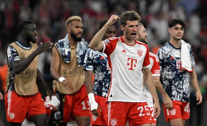 30.04.2024, Fussball UEFA Championsleague 2023 2024: Halbfinale, FC Bayern München - Real Madrid, in der Allianz-Arena München. Thomas Müller (Bayern München) bleibt optimistisch nach dem 2:2