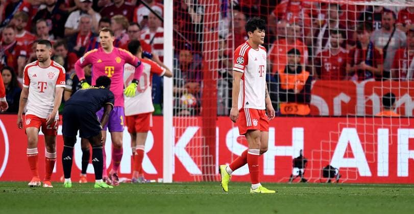 FUSSBALL CHAMPIONS LEAGUE SAISON 2023 2024 Halbfinale, Hinspiel FC Bayern Muenchen - Real Madrid 30.04.2024 Enttaeuschung bei Min-Jae Kim (FC Bayern Muenchen)
