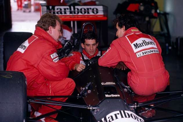 RECORD DATE NOT STATED Foto LaPresse motori Gran Premio Formula 1 nella foto: Ayrton Senna ai box con Alain Prost su McLaren MP4 5 nel 1989  Copyright: xLaPressex
