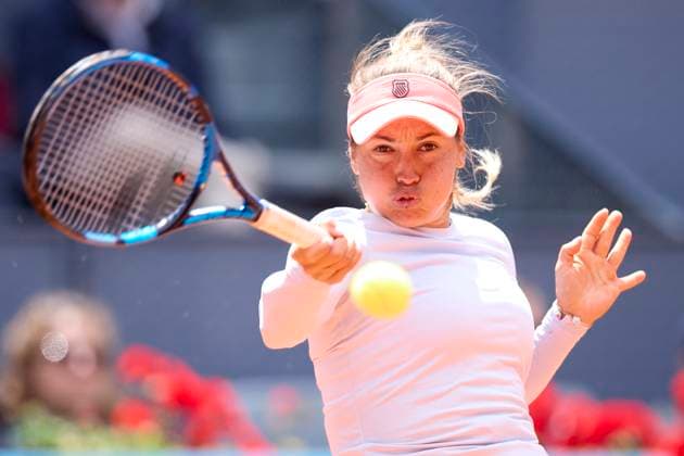 Mutua Madrid Open - Day Ten Yulia Putintseva of Kazakhstan returns a shot against Elena Rybakina of Kazakstan during day ten of the Mutua Madrid Open 2024 at Caja Magica on May 1, 2024, in Madrid, Spain. Madrid Caja Magica Madrid Spain RL_MMO24_01592 Copyright: xRicardoxLarreinax