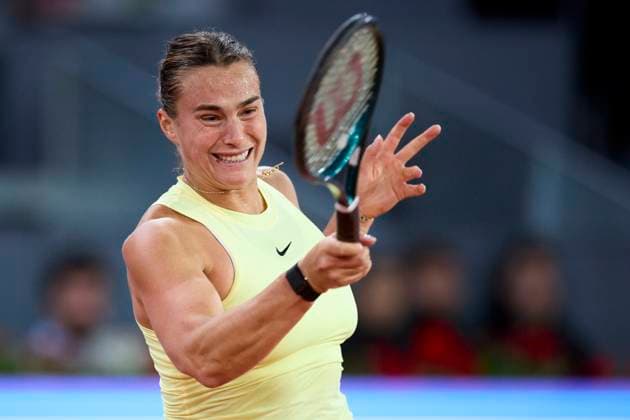 Mutua Madrid Open - Day Ten Aryna Sabalenka returns a shot against Mirra Andreeva during day ten of the Mutua Madrid Open 2024 at Caja Magica on May 1, 2024, in Madrid, Spain. Madrid Caja Magica Madrid Spain RL_MMO24_01760 Copyright: xRicardoxLarreinax