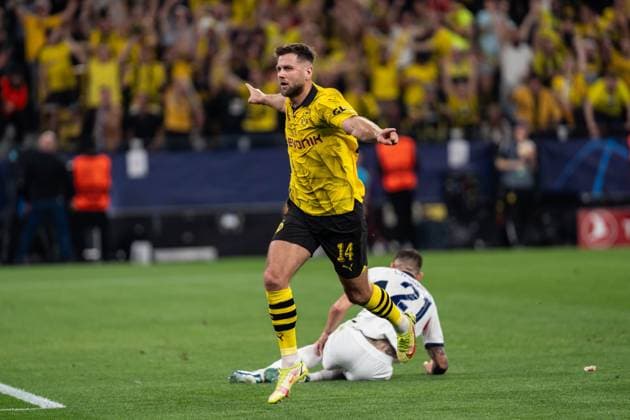 GER, UEFA Champions League, Halbfinale Hinspiel, Borussia Dortmund vs Paris Saint-Germain 01.05.2024, Signal Iduna Park, Dortmund, GER, UEFA Champions League, Halbfinale Hinspiel, Borussia Dortmund vs Paris Saint-Germain Im Bild: Torjubel Jubel ueber das Tor zum 1:0 durch Niclas Füllkrug Fuellkrug (BV Borussia Dortmund, 14)