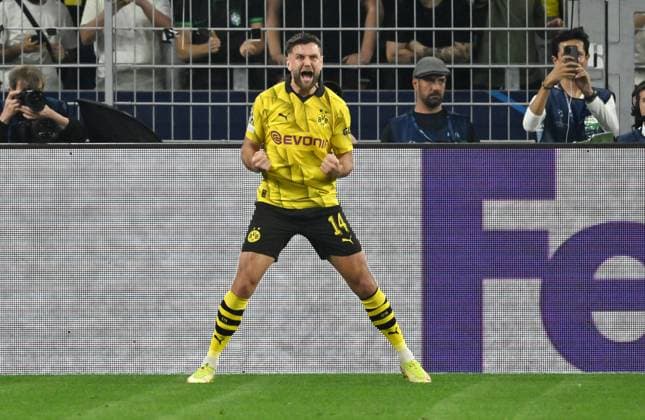 Jubel Niclas Füllkrug (Borussia Dortmund) 1:0 01.05.2024, Fussball Champions League, Saison 2023 2024, Halbfinale Hinspiel, Borussia Dortmund - Paris St. Germain Dortmund Signal Iduna Park Nordrhein Westfalen Deutschland