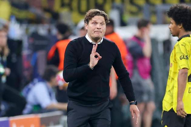 Trainer Edin Terzic (Borussia Dortmund) gestikuliert, UEFA Champions League 2023 24 - Semi-finals First Leg, Borussia Dortmund vs Paris Saint-Germain, Signal-Iduna-Park, 01.05.2024, Dortmund, Deutschland.